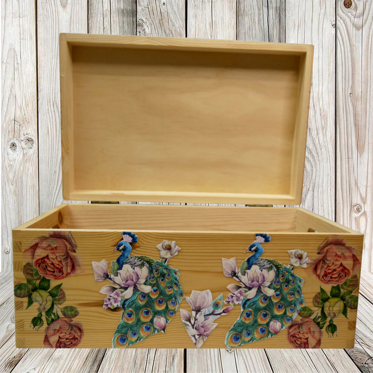 Pfau-Rosenbox in Découpage - Modellserie 2