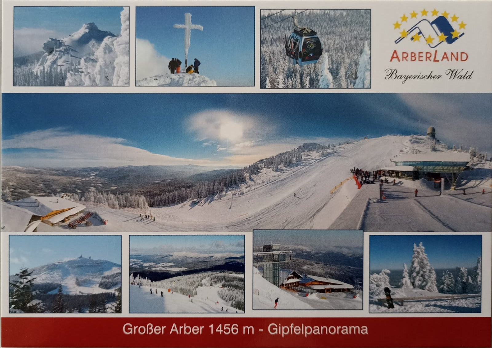 Karte - 6 - Postkarte Verschiedene Aufnahmen vom große Arber mit Gipfelkreuz im Winter.